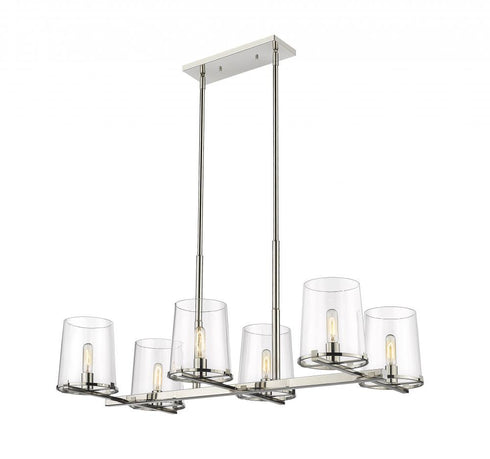 Z-Lite Callista 6 Light Linear Chandelier in Matte Black Finish Model: 3032-6L-MB