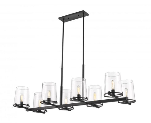 Z-Lite Callista 8 Light Linear Chandelier in Matte Black Finish Model: 3032-8L-MB