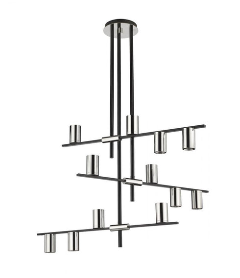 Z-Lite Calumet 12 Light Chandelier in Matte Black + Polished Nickel Finish Model: 814-12MB-PN