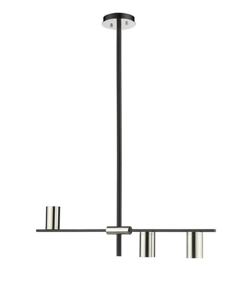 Z-Lite Calumet 3 Light Linear Chandelier in Matte Black + Olde Brass Finish Model: 814-3L-MB-OBR