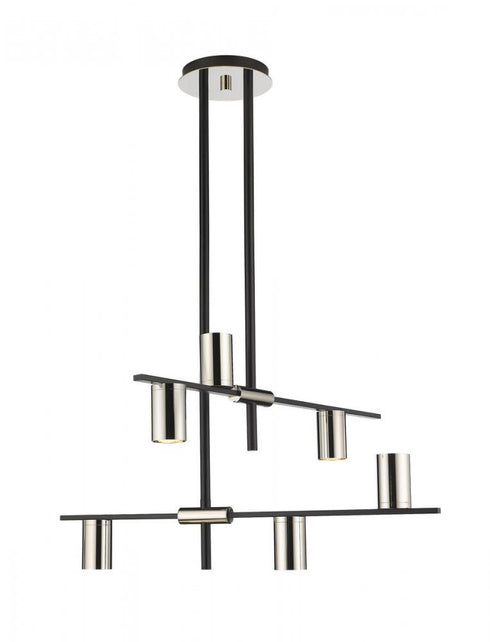 Z-Lite Calumet 6 Light Chandelier in Matte Black + Polished Nickel Finish Model: 814-6MB-PN