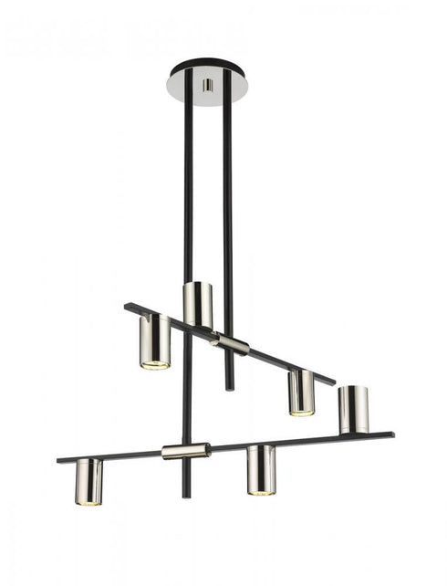 Z-Lite Calumet 6 Light Chandelier in Matte Black + Polished Nickel Finish Model: 814-6MB-PN