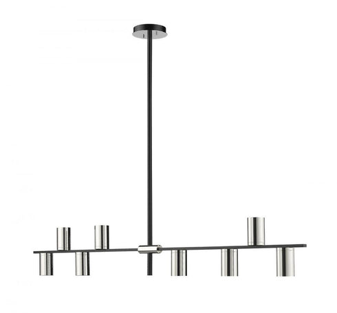 Z-Lite Calumet 8 Light Linear Chandelier in Matte Black + Olde Brass Finish Model: 814-8L-MB-OBR