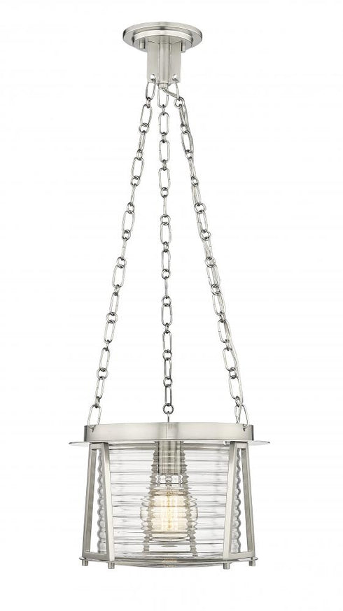 Z-Lite Cape Harbor 1 Light Pendant in Brushed Nickel Finish Model: 7503P13-BN