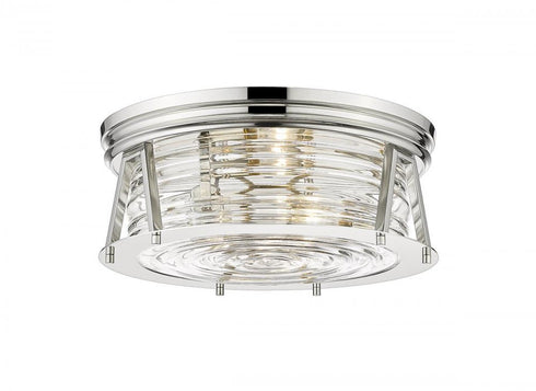 Z-Lite Cape Harbor 3 Light Flush Mount in Brushed Nickel Finish Model: 491F3-BN