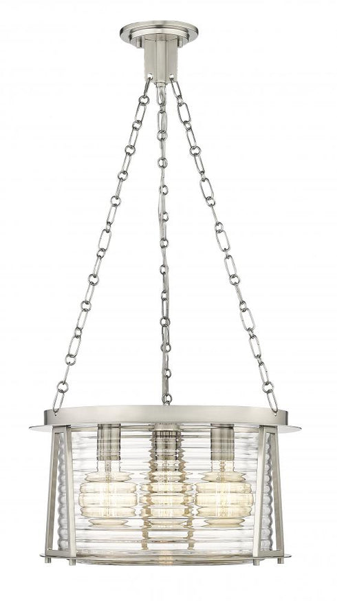 Z-Lite Cape Harbor 3 Light Pendant in Brushed Nickel Finish Model: 7503P18-BN