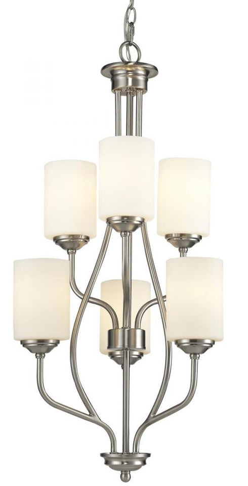 Z-Lite Cardinal 6 Light Chandelier in Brushed Nickel Finish Model: 434-6-BN