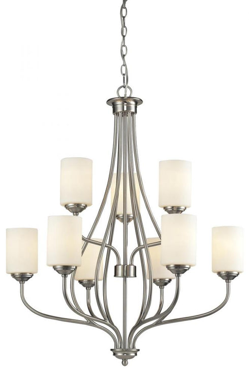 Z-Lite Cardinal 9 Light Chandelier in Brushed Nickel Finish Model: 434-9-BN