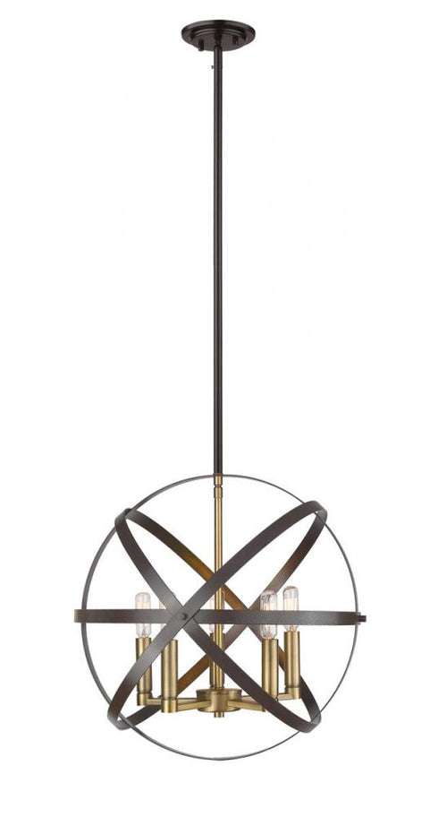 Z-Lite Cavallo 5 Light Pendant in Hammered Black + Chrome Finish Model: 463-18HBK-CH