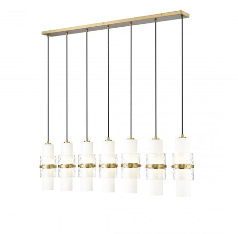Z-Lite Cayden 7 Light Linear Chandelier in Brushed Nickel Finish Model: 1946P-7L-BN