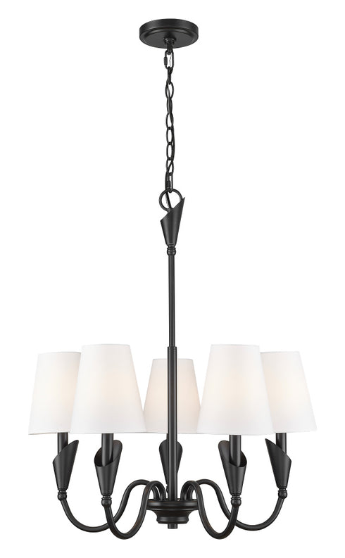 Z-Lite Claudelle 5 Light Chandelier in Matte Black Finish Model: 4014-24MB
