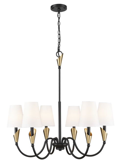 Z-Lite Claudelle 6 Light Chandelier in Matte Black Finish Model: 4014-32MB
