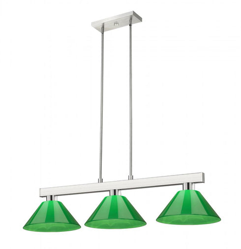 Z-Lite Cobalt 3 Light Billiard in Brushed Nickel Finish Model: 152BN-PGR