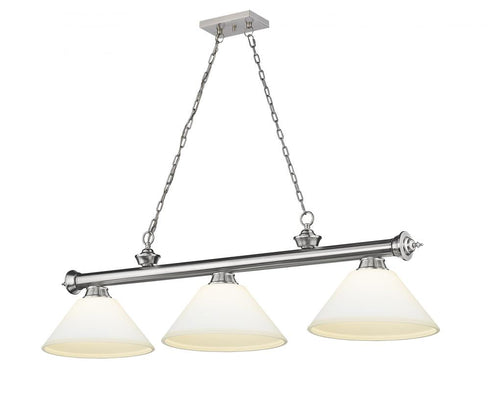 Z-Lite Cordon 3 Light Billiard in Brushed Nickel Finish Model: 2306-3BN-AMO14