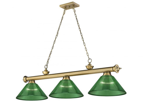 Z-Lite Cordon 3 Light Billiard in Brushed Nickel Finish Model: 2306-3BN-ARBG