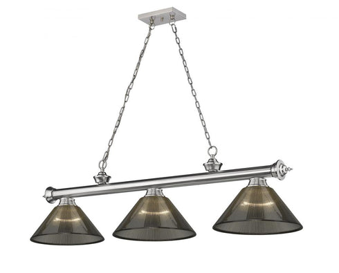 Z-Lite Cordon 3 Light Billiard in Brushed Nickel Finish Model: 2306-3BN-ARBG