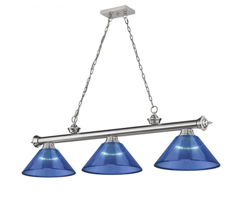 Z-Lite Cordon 3 Light Billiard in Brushed Nickel Finish Model: 2306-3BN-ARBG