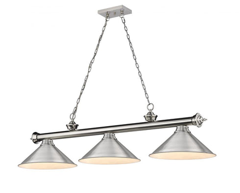 Z-Lite Cordon 3 Light Billiard in Brushed Nickel Finish Model: 2306-3BN-BN15