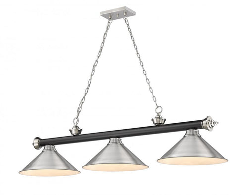 Z-Lite Cordon 3 Light Billiard in Brushed Nickel Finish Model: 2306-3BN-BN15