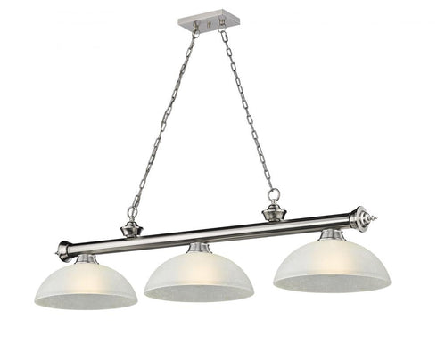 Z-Lite Cordon 3 Light Billiard in Brushed Nickel Finish Model: 2306-3BN-DMO14