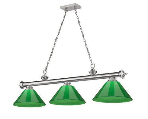 Z-Lite Cordon 3 Light Billiard in Brushed Nickel Finish Model: 2306-3BN-PGR