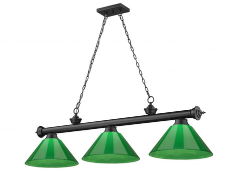 Z-Lite Cordon 3 Light Billiard in Brushed Nickel Finish Model: 2306-3BN-PGR