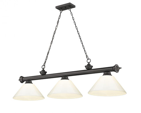 Z-Lite Cordon 3 Light Billiard in Brushed Nickel Finish Model: 2306-3BN-PGR