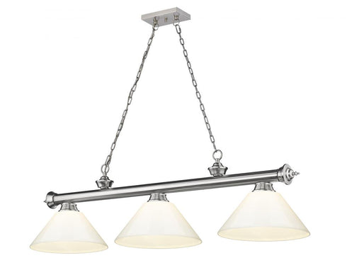 Z-Lite Cordon 3 Light Billiard in Brushed Nickel Finish Model: 2306-3BN-PGR