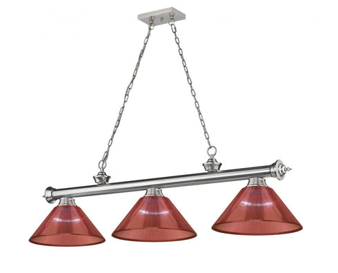 Z-Lite Cordon 3 Light Billiard in Brushed Nickel Finish Model: 2306-3BN-PGR