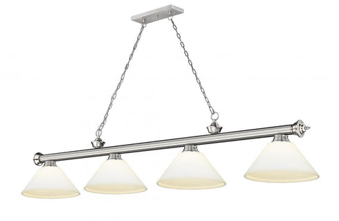Z-Lite Cordon 4 Light Billiard in Brushed Nickel Finish Model: 2306-4BN-AMO14