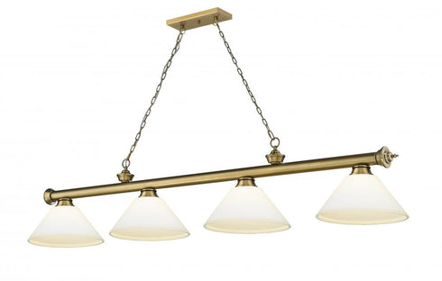 Z-Lite Cordon 4 Light Billiard in Brushed Nickel Finish Model: 2306-4BN-AMO14