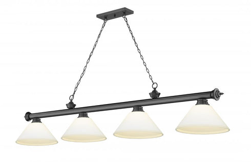 Z-Lite Cordon 4 Light Billiard in Brushed Nickel Finish Model: 2306-4BN-AMO14