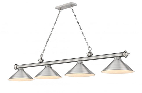 Z-Lite Cordon 4 Light Billiard in Brushed Nickel Finish Model: 2306-4BN-BN15