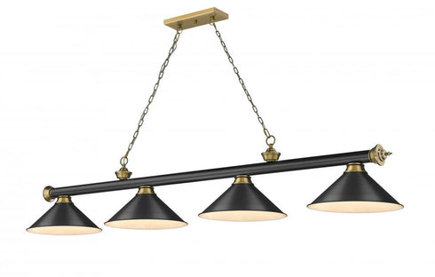 Z-Lite Cordon 4 Light Billiard in Brushed Nickel Finish Model: 2306-4BN-BN15