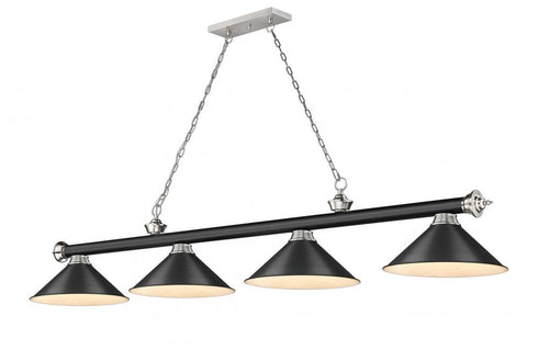 Z-Lite Cordon 4 Light Billiard in Brushed Nickel Finish Model: 2306-4BN-BN15
