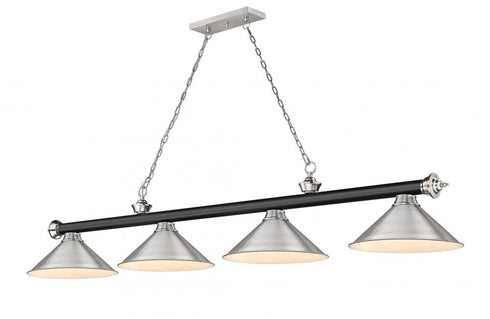 Z-Lite Cordon 4 Light Billiard in Brushed Nickel Finish Model: 2306-4BN-BN15