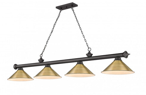 Z-Lite Cordon 4 Light Billiard in Brushed Nickel Finish Model: 2306-4BN-BN15