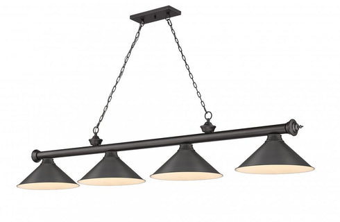 Z-Lite Cordon 4 Light Billiard in Brushed Nickel Finish Model: 2306-4BN-BN15
