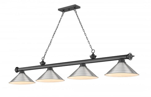 Z-Lite Cordon 4 Light Billiard in Brushed Nickel Finish Model: 2306-4BN-BN15