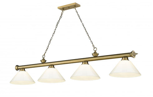 Z-Lite Cordon 4 Light Billiard in Brushed Nickel Finish Model: 2306-4BN-PGR