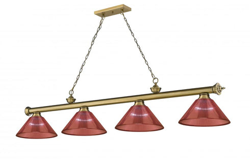 Z-Lite Cordon 4 Light Billiard in Brushed Nickel Finish Model: 2306-4BN-PGR