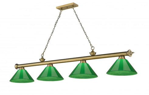 Z-Lite Cordon 4 Light Billiard in Brushed Nickel Finish Model: 2306-4BN-PGR