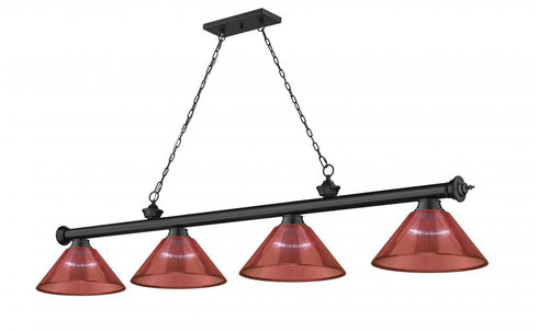 Z-Lite Cordon 4 Light Billiard in Brushed Nickel Finish Model: 2306-4BN-PGR