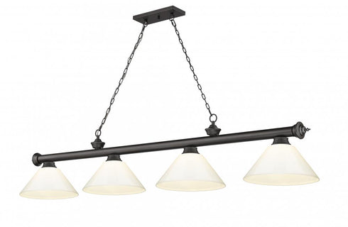 Z-Lite Cordon 4 Light Billiard in Brushed Nickel Finish Model: 2306-4BN-PGR