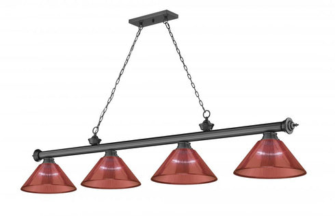 Z-Lite Cordon 4 Light Billiard in Brushed Nickel Finish Model: 2306-4BN-PGR
