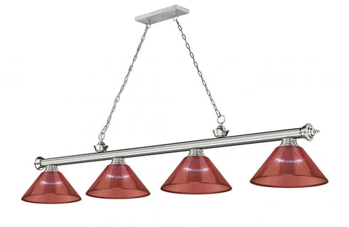 Z-Lite Cordon 4 Light Billiard in Brushed Nickel Finish Model: 2306-4BN-PGR