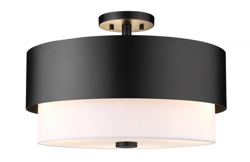 Z-Lite Counterpoint 3 Light Semi Flush Mount in Matte Black Finish Model: 495SF18-MB