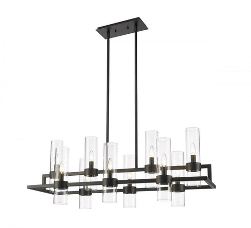 Z-Lite Datus 10 Light Linear Chandelier in Matte Black Finish Model: 4008-10MB
