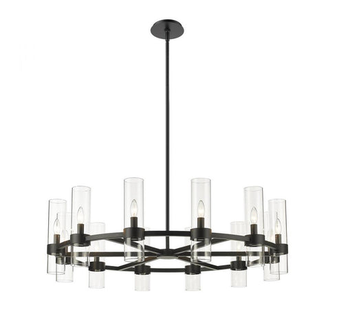 Z-Lite Datus 12 Light Chandelier in Matte Black Finish Model: 4008-12MB