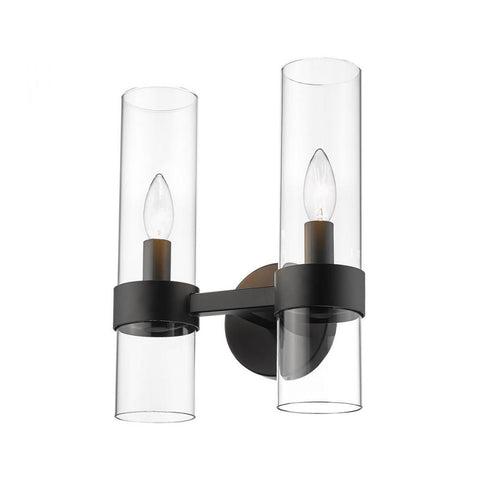 Z-Lite Datus 2 Light Wall Sconce in Matte Black Finish Model: 4008-2S-MB
